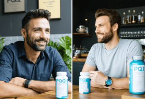 Two supplement bottles on counter