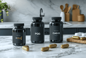 Sleek PQQ, CoQ10 bottles