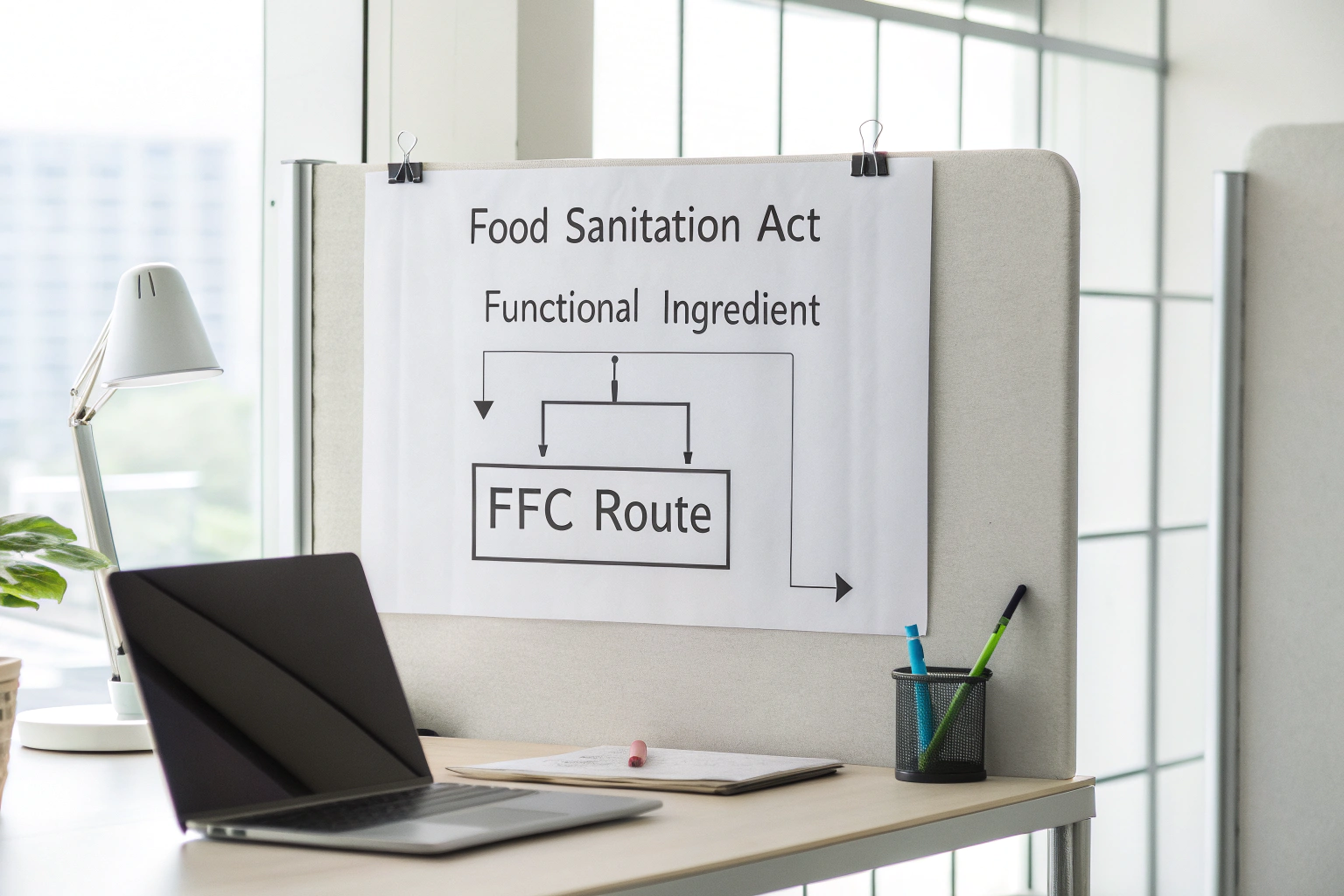 Simple flowchart: Food Sanitation Act → Functional Ingredient → FFC route