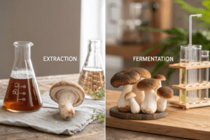 Mushroom extract vs fermentation