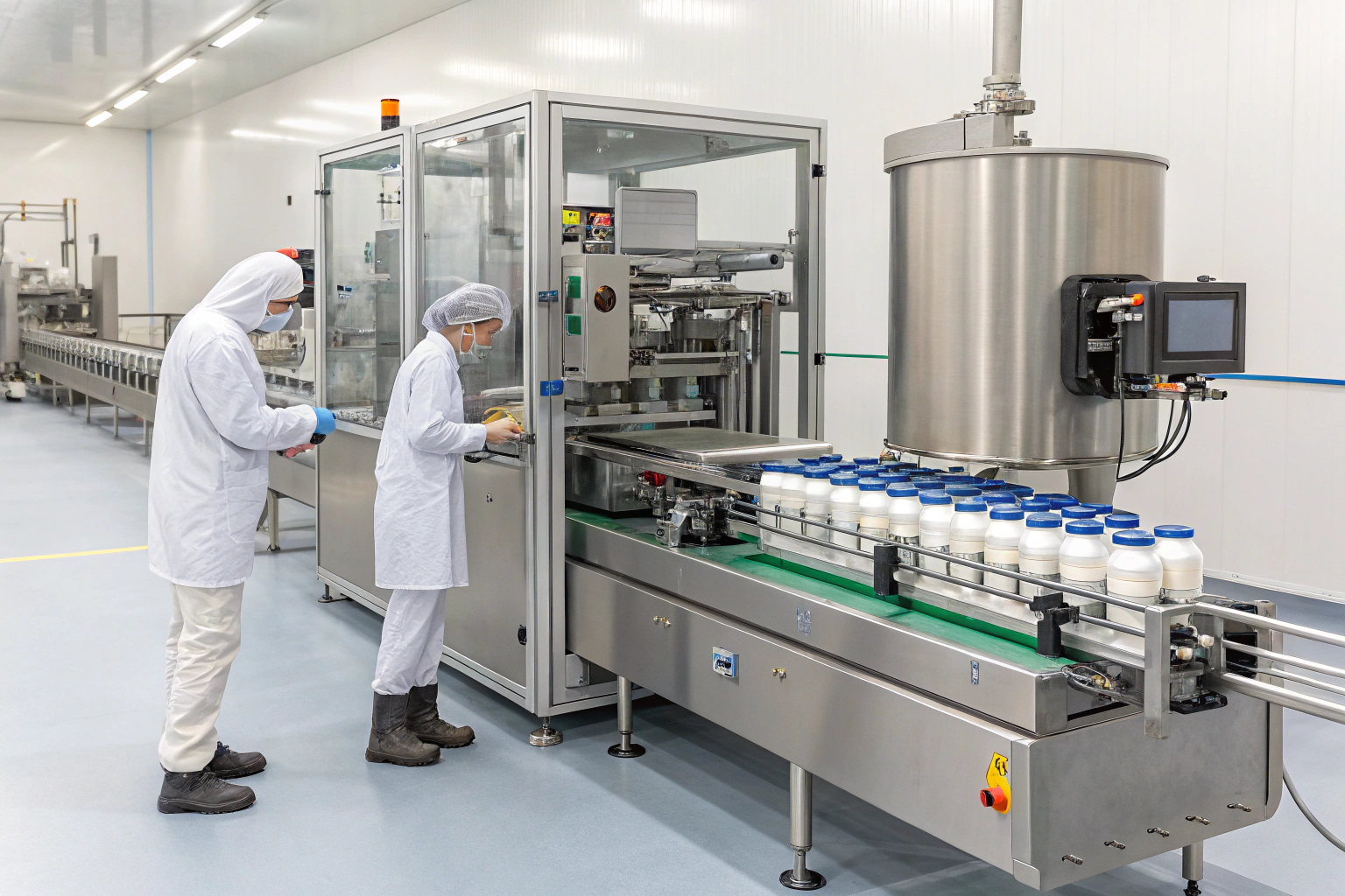 Nitrogen-flushed filling line for nutraceutical powders