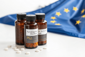 PQQ bottles with EU flag