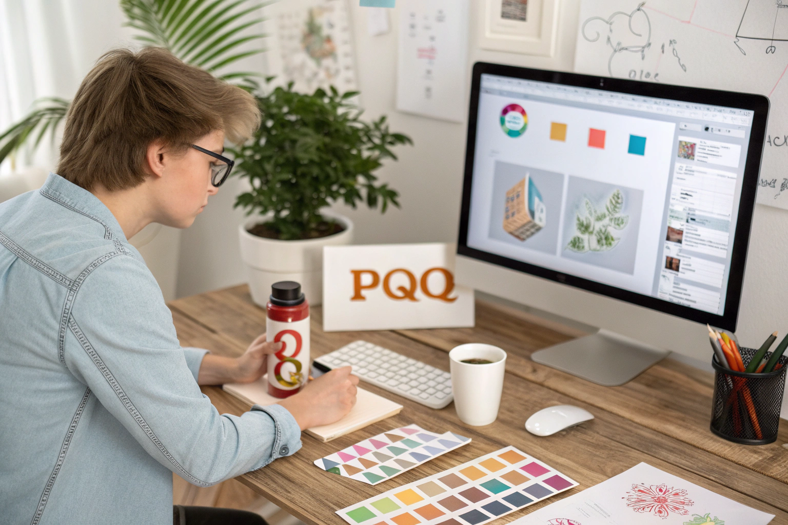 Designer drafting label copy